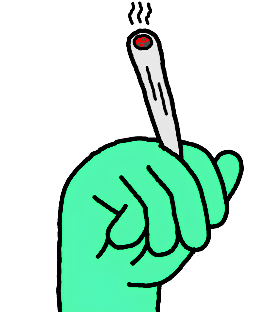 A hand holding a lit rolled smoke